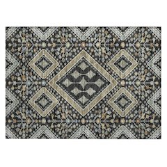 Machine Washable Indoor/Outdoor Chantille ACN2459 Black 1'8" x 2'6" Rug