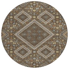 Machine Washable Indoor/Outdoor Chantille ACN2459 Brown 8' x 8' Round Rug