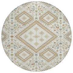 Machine Washable Indoor/Outdoor Chantille ACN2459 Ivory 8' x 8' Round Rug