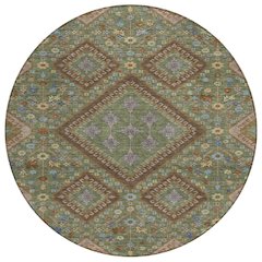 Machine Washable Indoor/Outdoor Chantille ACN2459 Green 8' x 8' Round Rug