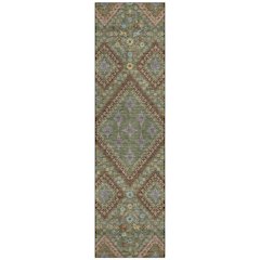 Machine Washable Indoor/Outdoor Chantille ACN2459 Green 2'3" x 7'6" Runner Rug