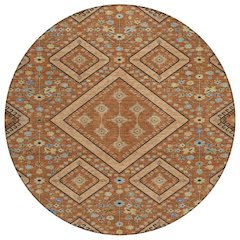 Machine Washable Indoor/Outdoor Chantille ACN2459 Orange 8' x 8' Round Rug
