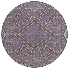 Machine Washable Indoor/Outdoor Chantille ACN2459 Purple 8' x 8' Round Rug