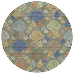 Machine Washable Indoor/Outdoor Chantille ACN2460 Green 8' x 8' Round Rug