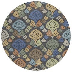 Machine Washable Indoor/Outdoor Chantille ACN2460 Gray 8' x 8' Round Rug