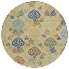 Machine Washable Indoor/Outdoor Chantille ACN2460 Gold 8' x 8' Round Rug