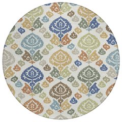 Machine Washable Indoor/Outdoor Chantille ACN2460 Ivory 8' x 8' Round Rug