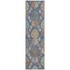 Machine Washable Indoor/Outdoor Chantille ACN2460 Blue 2'3" x 7'6" Runner Rug