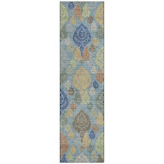 Machine Washable Indoor/Outdoor Chantille ACN2460 Teal 2'3" x 7'6" Runner Rug