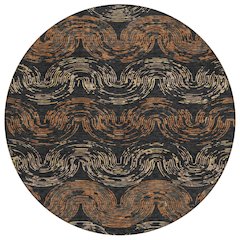 Machine Washable Indoor/Outdoor Chantille ACN2461 Black 8' x 8' Round Rug