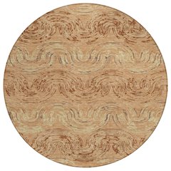 Machine Washable Indoor/Outdoor Chantille ACN2461 Orange 8' x 8' Round Rug