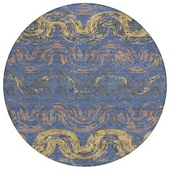 Machine Washable Indoor/Outdoor Chantille ACN2461 Blue 8' x 8' Round Rug