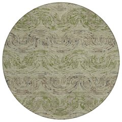 Machine Washable Indoor/Outdoor Chantille ACN2461 Green 8' x 8' Round Rug