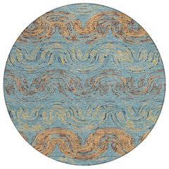 Machine Washable Indoor/Outdoor Chantille ACN2461 Teal 8' x 8' Round Rug