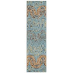 Machine Washable Indoor/Outdoor Chantille ACN2461 Teal 2'3" x 7'6" Runner Rug