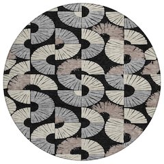 Machine Washable Indoor/Outdoor Chantille ACN2462 Black 8' x 8' Round Rug