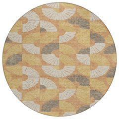 Machine Washable Indoor/Outdoor Chantille ACN2462 Orange 8' x 8' Round Rug