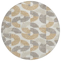 Machine Washable Indoor/Outdoor Chantille ACN2462 Ivory 8' x 8' Round Rug