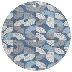 Machine Washable Indoor/Outdoor Chantille ACN2462 Blue 8' x 8' Round Rug