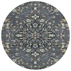 Machine Washable Indoor/Outdoor Chantille ACN2463 Black 8' x 8' Round Rug