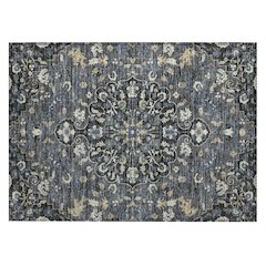 Machine Washable Indoor/Outdoor Chantille ACN2463 Black 1'8" x 2'6" Rug