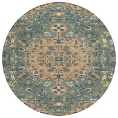 Machine Washable Indoor/Outdoor Chantille ACN2463 Orange 8' x 8' Round Rug