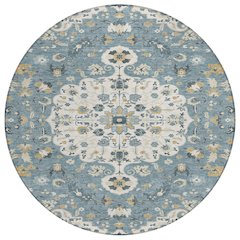 Machine Washable Indoor/Outdoor Chantille ACN2463 Ivory 8' x 8' Round Rug