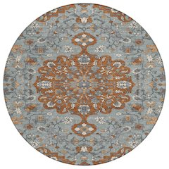 Machine Washable Indoor/Outdoor Chantille ACN2463 Orange 8' x 8' Round Rug