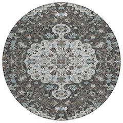 Machine Washable Indoor/Outdoor Chantille ACN2463 Gray 8' x 8' Round Rug