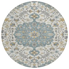 Machine Washable Indoor/Outdoor Chantille ACN2463 Teal 8' x 8' Round Rug
