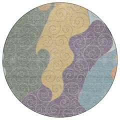Machine Washable Indoor/Outdoor Chantille ACN2464 Green 8' x 8' Round Rug