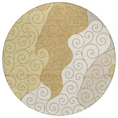 Machine Washable Indoor/Outdoor Chantille ACN2464 Gold 8' x 8' Round Rug