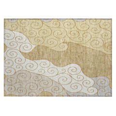 Machine Washable Indoor/Outdoor Chantille ACN2464 Gold 1'8" x 2'6" Rug