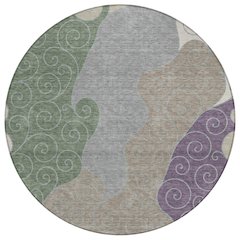 Machine Washable Indoor/Outdoor Chantille ACN2464 Gray 8' x 8' Round Rug