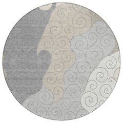 Machine Washable Indoor/Outdoor Chantille ACN2464 Gray 8' x 8' Round Rug