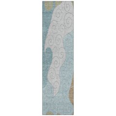 Machine Washable Indoor/Outdoor Chantille ACN2464 Teal 2'3" x 7'6" Runner Rug