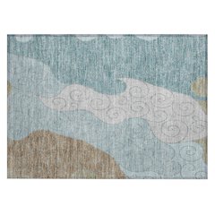 Machine Washable Indoor/Outdoor Chantille ACN2464 Teal 1'8" x 2'6" Rug
