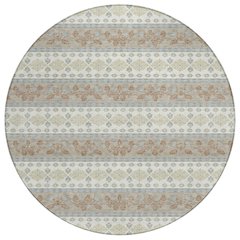 Machine Washable Indoor/Outdoor Chantille ACN2465 Ivory 8' x 8' Round Rug