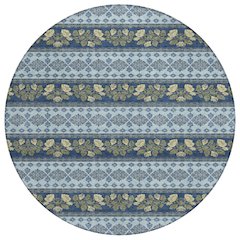Machine Washable Indoor/Outdoor Chantille ACN2465 Blue 8' x 8' Round Rug
