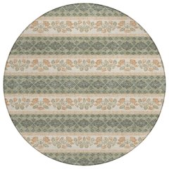 Machine Washable Indoor/Outdoor Chantille ACN2465 Green 8' x 8' Round Rug