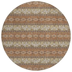 Machine Washable Indoor/Outdoor Chantille ACN2465 Orange 8' x 8' Round Rug
