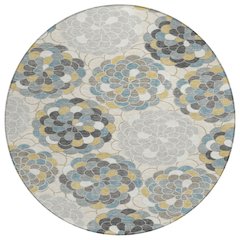 Machine Washable Indoor/Outdoor Chantille ACN2466 Ivory 8' x 8' Round Rug