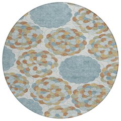 Machine Washable Indoor/Outdoor Chantille ACN2466 Blue 8' x 8' Round Rug