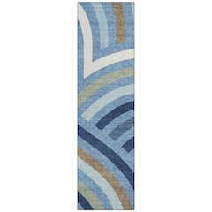Machine Washable Indoor/Outdoor Chantille ACN2467 Blue 2'3" x 7'6" Runner Rug