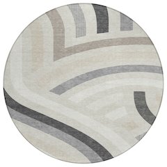 Machine Washable Indoor/Outdoor Chantille ACN2467 Ivory 8' x 8' Round Rug