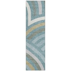 Machine Washable Indoor/Outdoor Chantille ACN2467 Teal 2'3" x 7'6" Runner Rug