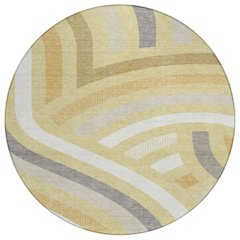 Machine Washable Indoor/Outdoor Chantille ACN2467 Gold 8' x 8' Round Rug