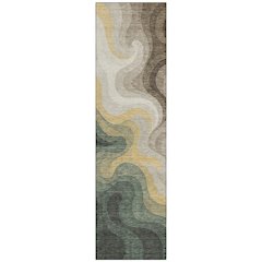 Machine Washable Indoor/Outdoor Chantille ACN2468 Green 2'3" x 7'6" Runner Rug