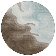 Machine Washable Indoor/Outdoor Chantille ACN2468 Brown 8' x 8' Round Rug