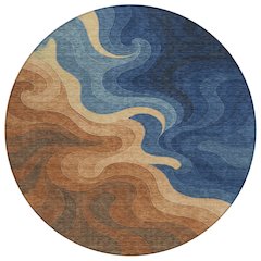 Machine Washable Indoor/Outdoor Chantille ACN2468 Orange 8' x 8' Round Rug
